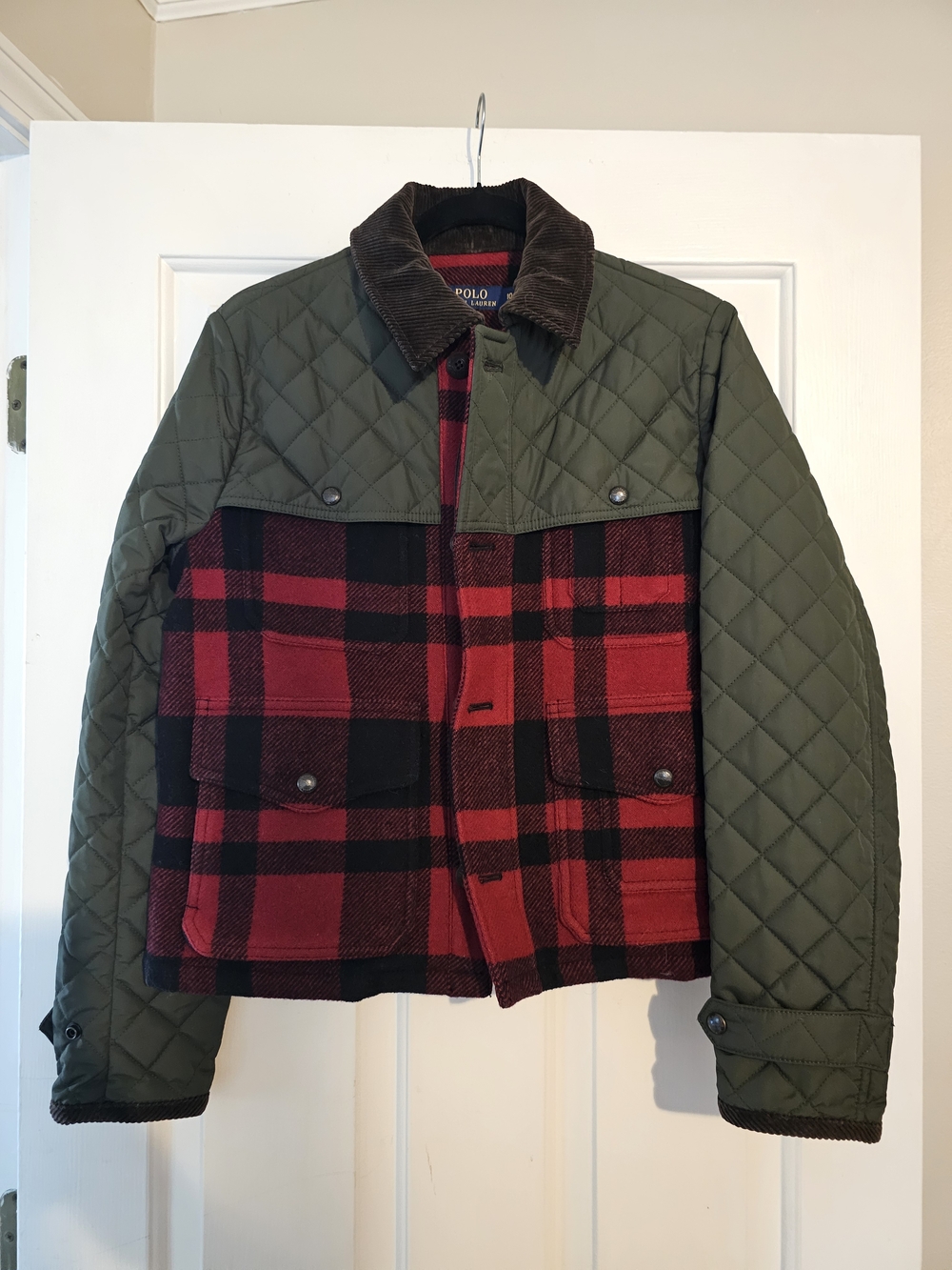 Polo by Ralph Lauren Olive & Red Plaid Quilted Field Jacket